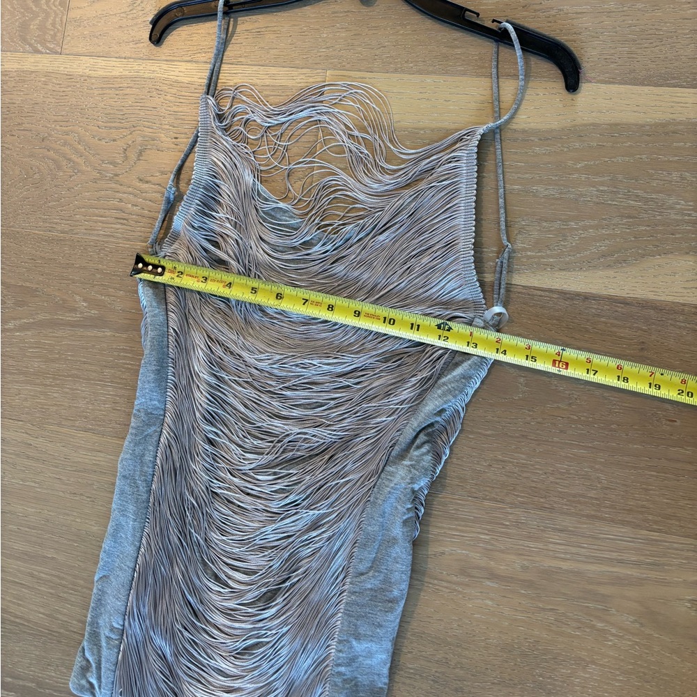 Revolve Jaded London Lavinia Backless Fringe Mini Dress Silver Steel XS NWT NEW - Picture 15 of 16